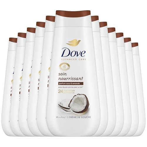 DOVE - Advanced Coconut and Almond Shower Cream - Nourishing care - Dermatologically tested - Soft skin sensation for 24 hours (pack of 12x225ml) - Image 3