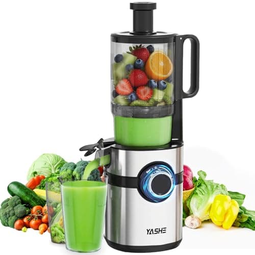 YASHE Extracteur de jus, juicer machine avec goulotte large de 12,7 cm pour fruits et légumes entiers, presse-agrumes avec auto-alimentation, haut rendement en jus, facile à nettoyer, noir - Image 3