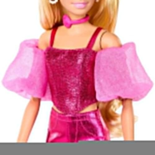 Barbie Barbie Deluxe Style #5 Doll with Pink Metallic Outfit, Blonde Hair, Shimmering Corset Top and Shiny Pants, Handbag and Pink Necklace for Accessories - Image 3