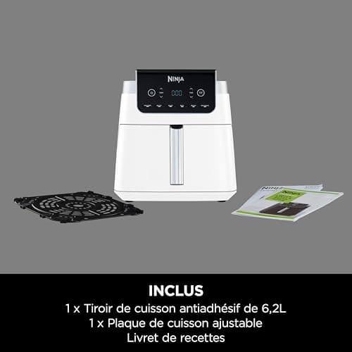 Ninja Air Fryer MAX PRO, 6.2L, Oil Free, Large Drawer, Roasting, Baking, Frying, Family, Digital, Dishwasher-Safe, Basket and Hob, White AF180EUWH - Image 3