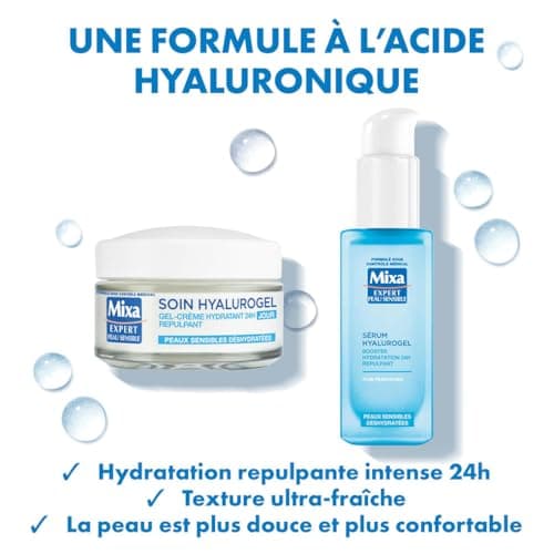 Mixa Expert Peau Sensible - Hyalurogel de routine - Booster Hydratation Répulpant 24 heures - Acide Hyaluronique Pur, Vitamine B3 + B5, Sérum + Soin - Image 4