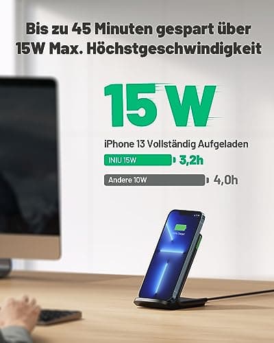 INIU Wireless Charger, [2 Pack] 15W Induction Charger with Dual Coil and Light Adaptive Easy to Sleep Wireless Charger Stand for iPhone 17 16 15 14 13 12 Pro Max Samsung S23 S22 Google etc - Image 4