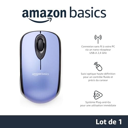 Amazon Basics Wireless Computer Mouse with USB Nano Receiver - Blue - Image 3