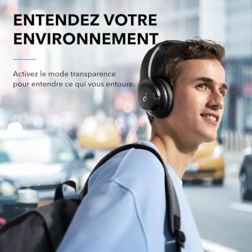 Soundcore Q20i Casque Bluetooth sans Fil reducteur de Bruit Hybride Active by Anker, Casque Over Ear, jusqu'à 40H d'autonomie en Mode ANC, Hi-Res Audio, Basses Profondes,Personnalisation Via App Noir - Image 8