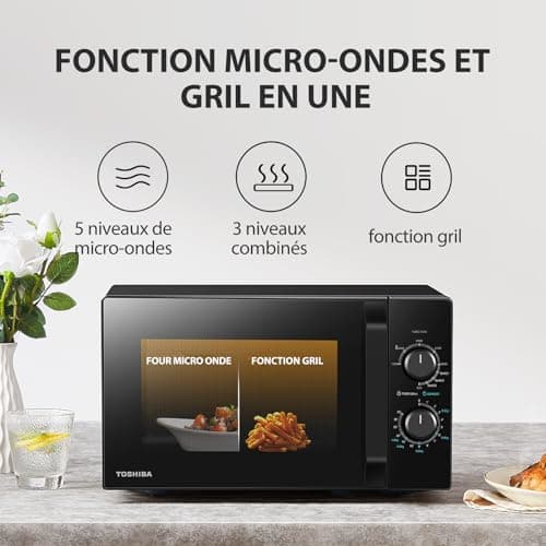 Toshiba MW2-MG20P(BK) 20L Microwave Oven 800W/1000W Grill with Crispy Grill and Combined Cooking Function, 9 Power Levels, LED Bulb, Easy Defrost, Black - Image 5