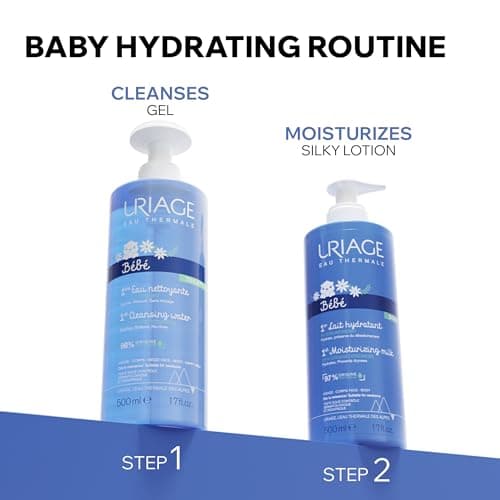 Uriage Bébé Eau Nettoyante sans Rinçage à l'Edelweiss Bio - Nettoie, Apaise et Adoucit la Peau Délicate de Bébé - Pompe Ultra-Pratique - Sans Savon - Visage & Corps - pH Physiologique - 1L - Image 7