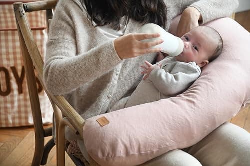 Béaba, Big Flopsy, Nursing Pillow, Pregnancy Pillow, Multi-Function, Suitable for Sleeping/Nursing, Support, Hypoallergenic, Relaxation, Optimal Comfort, Soothing Night, Linen, Oekotex, Pink - Image 6