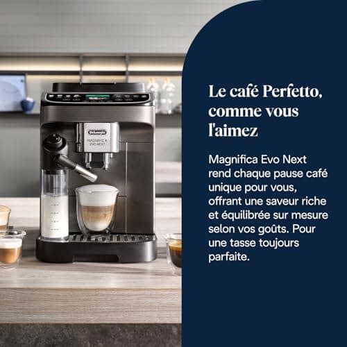 De'Longhi Magnifica Evo Next - Perfetto Automatic Coffee Machine with LatteCrema Automatic Milk Frother, 13 Drinks in One Touch, Touch Screen Colors, Titanium and Black (ECAM312.80.TB) - Image 3