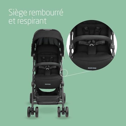 Maxi-Cosi Lara², Poussette Canne, 0-4 ans, 0-22 kg, Poussette Bebe Légère et Compacte, 3 Positions d'Inclinaison, Position Allongée, Pliage Automatique, Bandoulière, Essential Black - Image 7