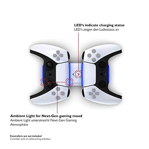 Lioncast PS5 Controller Charger - Dual Charging Station Compatible with Dualsense Wireless Controllers for Sony Playstation 5 Console - Red/Blue LED, Additional USB Port for Accessories - Image 7