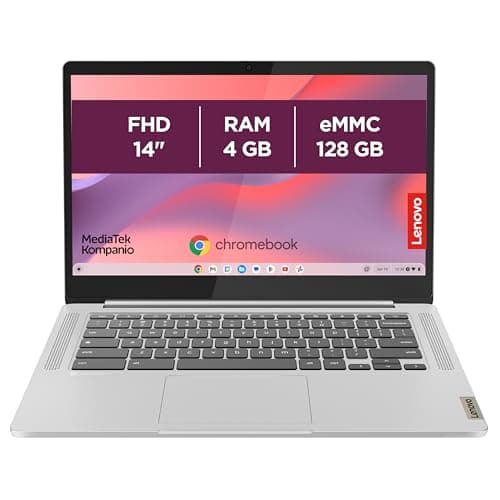 Lenovo IdeaPad Slim 3 Chrome 14M868 – Laptop 14 Inches FHD (MediaTek Kompanio 520, 4GB RAM, 128GB SSD, Arm Mali-G52 2EE MC2 GPU, Chrome OS) French AZERTY Keyboard – Grey - Image 3