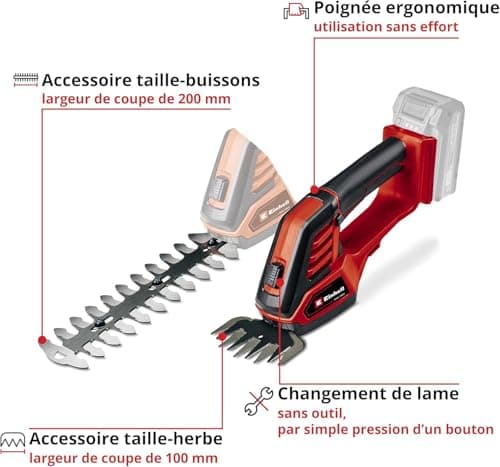 Einhell GE-CG 18/100 Li-Solo Power X-Change Cordless Lawn Shear (18V, Covered Gearbox, Blade Change without Tools) Delivered without Battery or Charger - Image 4