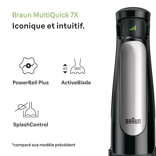 Braun MultiQuick 7 - Deep Blender, SplashControl, ActiveBlade System for Hard Food, Accurate Speed Selection, Blender 1.5L, Chopper, Whisk, Measuring Jug 600ml, 1000W, Black (MQ7087X) - Image 3