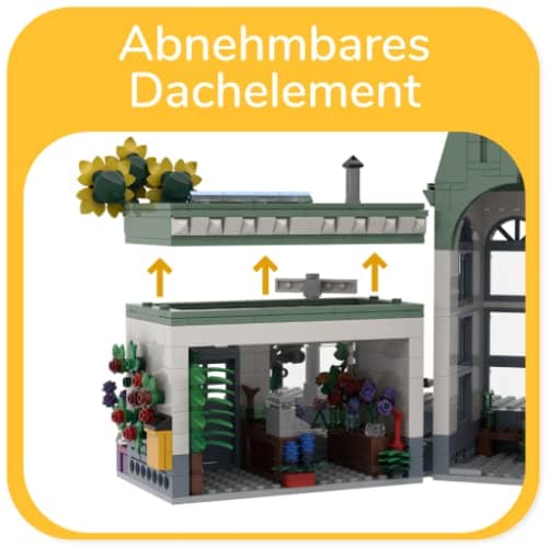 myBrickZ 0001 Large Train Station with Flower Shop, 1.120 Building Block, Gift for Boys and Girls, Compatible with Lego, MOC House for Train and City, City Building Set Bricks - Image 3