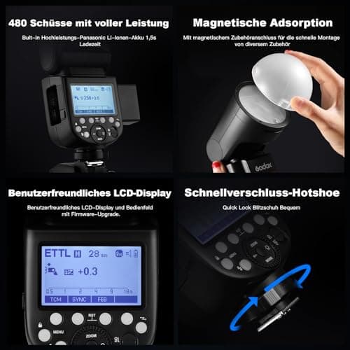 Godox V1S Speedlite Professional 76W 1/8000 HSS 2.4G TTL Wireless X System with 2600mAh Li-ion Compatible with Sony a7IV a7III a7RIII a7RII - Image 5