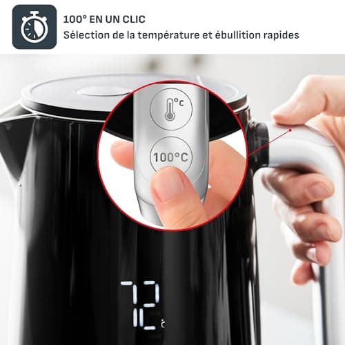 Tefal Electric kettle, Fast boiling, 1 L, Automatic Shutdown, Removable filter, Digital display, 5 temperatures, Keep warm 30 min, Stainless steel interior, Smart'N Light, Black, KO854830 - Image 7