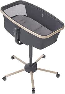 Maxi-Cosi Alba 3 in 1 Baby Crib, Baby Cot Reclining and Highchair, 100% Recycled Fabrics, Newborn to 3 Years (15 kg), Compatible with Alba Meal Kit, Beyond Graphite