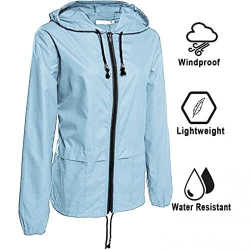 Women's rain jacket, waterproof and breathable, transitional outdoor jacket, lightweight jacket with hood, windproof, for hiking, travel, trekking, biking - Image 5