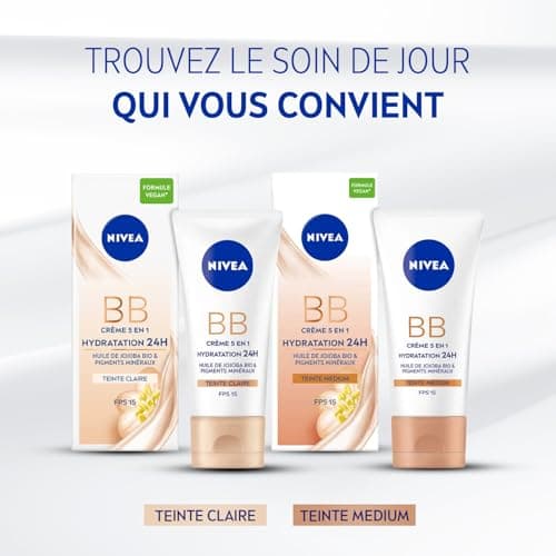 NIVEA - BB Crème 5 En 1 Teinte Claire - Crème Visage FPS 15 - Hydratation 24H - Réduit Imperfections & Signes De Fatigue - Huile De Jojoba Bio & Pigments Minéraux - Vegan - Tous Types De Peaux - 50 ml - Image 7