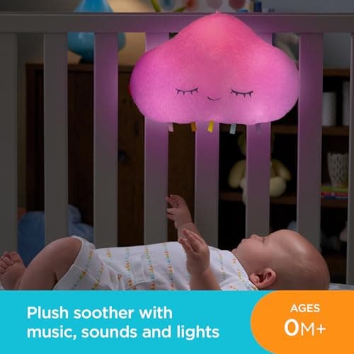 Fisher-Price Mon Nuage Dodo, veilleuse peluche pour bébé avec attache pour berceau, musique et lumières, dès la naissance, GJD44 - Image 3