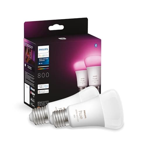 Philips Hue Kit de Démarrage Ambiance Blanc et Couleur : 2 Ampoules connectées LED E27 60W, Contrôle Bluetooth et Pont, fonctionne avec Alexa/Google Home, Expérience Lumineuse Personnalisée - Image 4