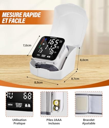 WADEO U63I Wrist Tensiometer with Voice Guide 5 Languages – Accurate Measurement, Arrhythmia Detection, Adjustable Armband (13.5-21.5 cm) and 99 Measurement Memory – Ideal for Home Voltage Monitoring - Image 5
