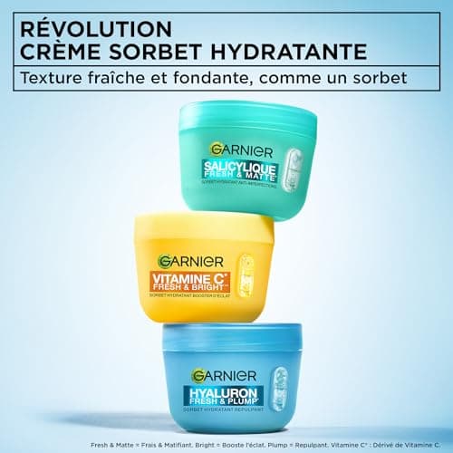 GARNIER - Hyaluron - Crème Sorbet Hydratante Repulpante Fresh et Plump - Crème Visage à l'Acide Hyaluronique + Niacinamide - Peau 83% Plus Rebondie et 100% Plus Lisse - Tous Types de Peaux - 85 ml - Image 7