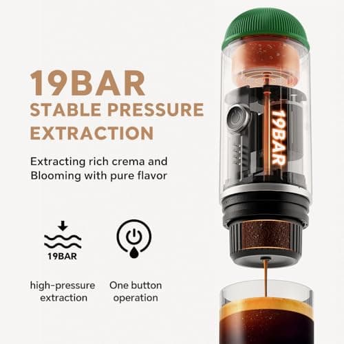 BENFUCHEN Portable Espresso Machine for Travel, Self-Heating Electric Espresso Machine, 19 Bar Mini Coffee Maker for Camping and Hiking for Ground Coffee and NESPRESSOpods, Green - Image 6