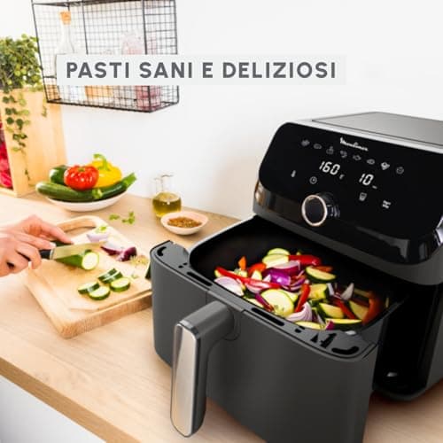 Moulinex Easy Fry Mega Air Fryer, Extra Large 7.5L Capacity, Up to 8 People, 8 Preset Programs, Compact Size, Application with Recipes, Dishwasher Safe, EZ855H, Black - Image 3