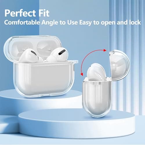 Compatible with AirPods Pro 3 Case, Visible LED Indicator, TPU Shockproof Protective Case with Key Ring and Cleaning Pen (Transparent) - Image 7