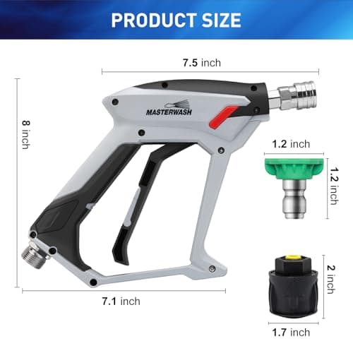 Pressure Washer Gun, 5 Nozzles Quick Connect Car Wash Gun，accessoires de lavage à pression à lance courte pour le nettoyage de voiture, connecteur de tuyau M22 14MM pour Karcher K1-K7 - Image 4