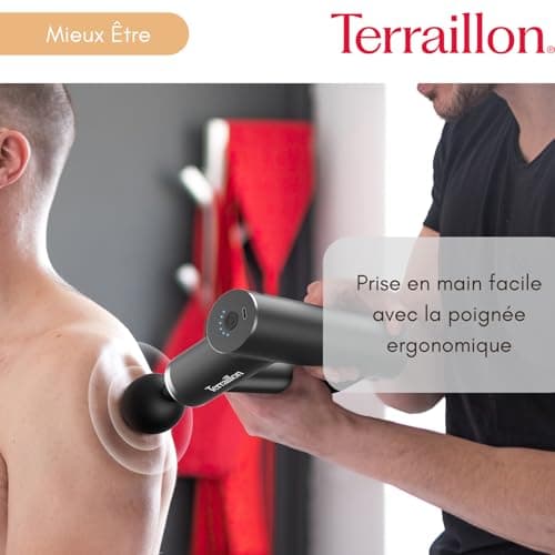 TERRAILLON - FITNESS MASSAGER - Multi-zone muscle massage gun, 6 massage speeds 1800-3200 RPM, Relieves and relaxes muscles, muscle recovery, 4 tips, USB-C. - Image 8