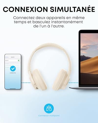 Soundcore by Anker Q20i Casque Supra-auriculaire sans Fil Bluetooth avec réduction Active du Bruit Hybride, autonomie de 40 h en Mode ANC, Audio Haute résolution(reconditionné) - Image 9