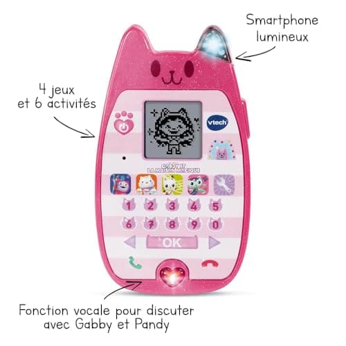 VTech - Gabby and the Magic House, Educational Smartphone, Children's Mobile Phone with Backlit Screen, 4 Games, Luminous Cat Ear, Gift for Children from 3 to 7 Years - Image 3