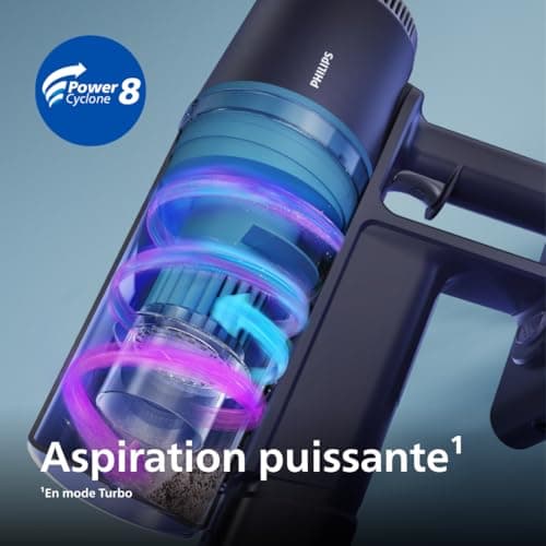 Philips 3000 Series Cordless Vacuum Cleaner, Powerful Suction on Hard Floors, 60 Minute Runtime, LED Nozzle, Corner Tools and Handsets, Replaceable Battery, Lightweight (XC3032/01) - Image 4
