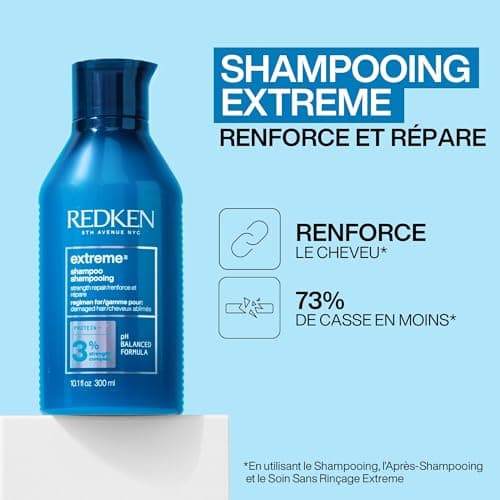 REDKEN, Shampoing Fortifiant pour Cheveux Abimés, Riche en Protéines, Extreme, 300 ml - Image 4