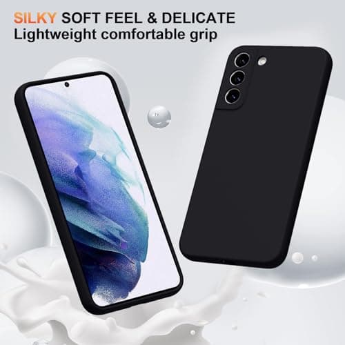 Silicone Case for Samsung Galaxy S21 5G with 2 Pieces Tempered Glass, Full Body Protection with Silky Touch, Soft TPU Protective Case, Shockproof Anti-Scratch, Black - Image 4