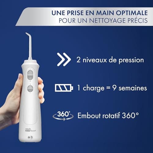 Waterpik Pearl Cordless Dental Flosser, Rechargeable Portable Dental Jet, Travel Size, Easy to Carry Removing Plaque, 2 Pressure Levels, White (WF-13) - Image 7
