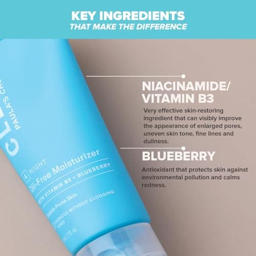 Paula's Choice CLEAR Oil Free Crème de Nuit - Hydratante Visage Réduit les Points Noirs - Lotion légère - Niacinamide & Ceramide - Peaux à Tendance Acnéique et Mixtes à Grasses - 60 ml - Image 6