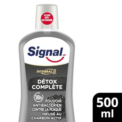 SIGNAL - Bain de Bouche Intégral 8 Détox Complète - Infusé au Charbon Actif - Enrichi en Zince Minéral pour une éfficacité antibactérienne pendant 18h - Sans Alcool - 500ml - Image 4