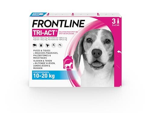 FRONTLINE Tri-Act Chien - Anti Puces, Tiques, Moustiques, Phlébotomes & Mouches piqueuses - Pour Chien Moyen 10 à 20 kg - Fabriqué En France - 3 Pipettes Spot-On - Image 3