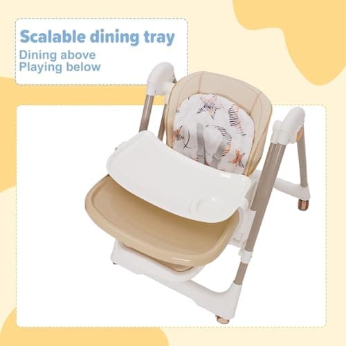 5 en 1 chaise haute bébé evolutive, pliable chaises hautes enfant,transats et balancelles transat haut inclinable bébé confort chaise reglable hauteur,highchair Baby Portable Foldable high - Image 5