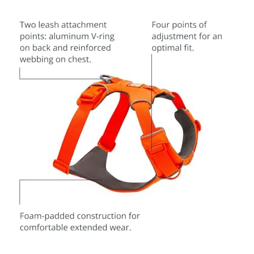 RUFFWEAR Front Range Adjustable Comfortable Padded Dog Harness with 2 Leash Attachments, Reinforced Attachment and Solid Metal V-Ring, Blaze Orange, S - Image 5