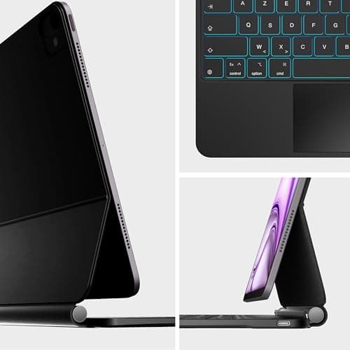 Keyboard for iPad Air 13 Inch (M3 2025 / M2 2024) and iPad Pro 12.9 Inch (6th, 5th, 4th, 3rd Generation), 7 Colors Backlight, Multi-Touch Touchpad, Floating Magnetic Design, AZERTY Black - Image 8