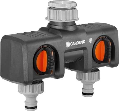 Distributeur 2 voies GARDENA : possibilité de raccorder 2 appareils au robinet, convient pour les programmateurs et minuteries d'arrosage de GARDENA, débit d'eau réglable et verrouillable (8193-20) - Image 2