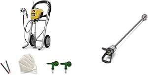 WAGNER Airless Spray Gun 350 M for Wall Paints, Lacquers and Varnishes, 110 Bar, 15 m Hose & Control Pro HEA Nozzle Extension for High Walls, Ceilings and Floors, 30 cm, Grey