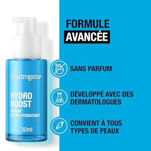 Neutrogena – Sérum Ultra Hydratant Hydro Boost (flacon-pompe de 30 ml) – Soin pour le visage à l'acide hyaluronique, acides aminés et électrolytes – Sérum léger à absorption rapide - Image 7