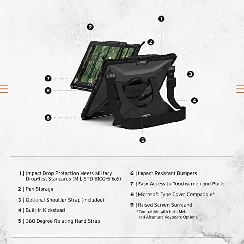 Urban Armor Gear Plasma Case for Microsoft Surface Pro 9 [Certified Designed for Surface, Wrist Strap & Shoulder Strap, Compatible Type-Cover, Stand Function, Surface Pen Support] Ice - Image 4