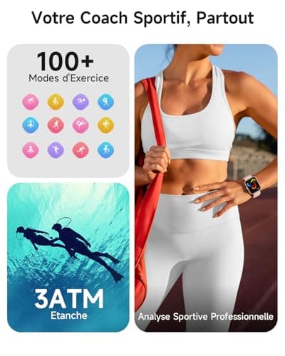 Women's Smart Watch 1.8 Inch AMOLED Smartwatch with Built-In Alexa Call, Smartwatch for 100 Sports Modes, Heart Rate, Sleep, SpO2, IP68 Waterproof Pedometer for Samsung, iOS, Android - Image 6
