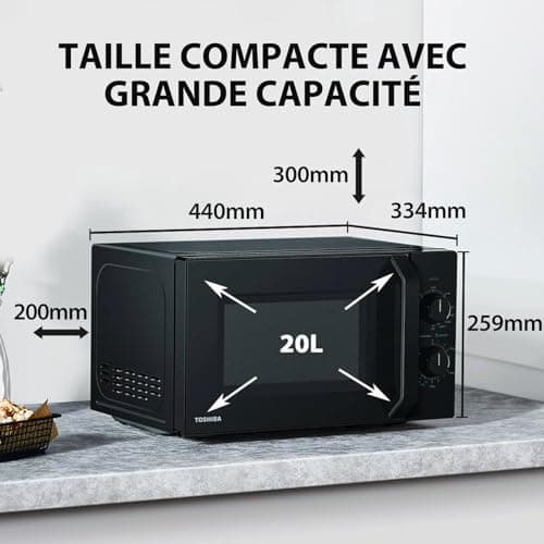 Toshiba MW2-MG20P(BK) 20L Microwave Oven 800W/1000W Grill with Crispy Grill and Combined Cooking Function, 9 Power Levels, LED Bulb, Easy Defrost, Black - Image 7